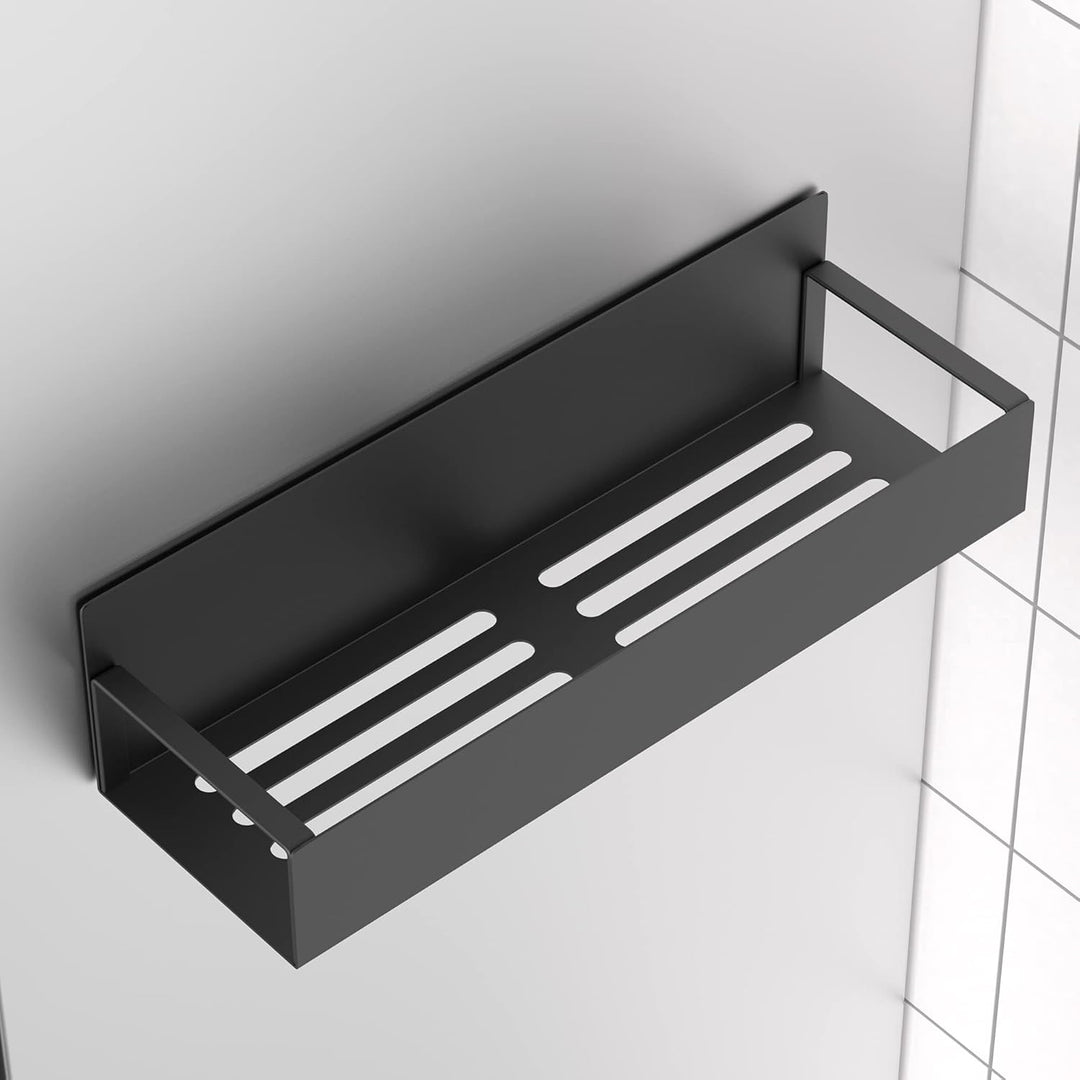Elegantes magnetisches Gewürzregal Set aus schwarzem Metall, platzsparend und ideal für Küche, hoher Stauraum für Gewürze.