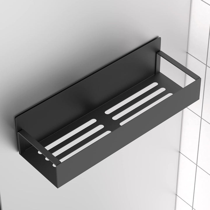 Elegantes magnetisches Gewürzregal Set aus schwarzem Metall, platzsparend und ideal für Küche, hoher Stauraum für Gewürze.