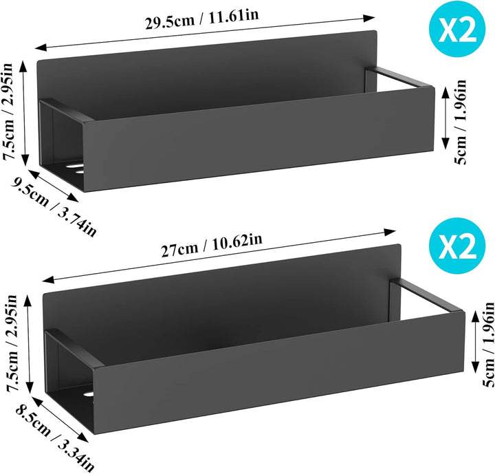 Elegantes magnetisches Gewürzregal Set aus schwarzem Metall, platzsparend und ideal für Küche, hoher Stauraum für Gewürze.