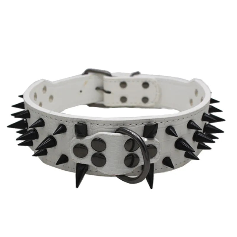 "Elegantes, verstellbares Hundehalsband mit auffälligen Goldnieten, ideal für große Hunde, robust und stilvoll."