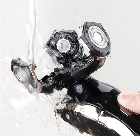 Elektrischer Z-Serie Rasierer, schwarz-silber, wasserdicht, ergonomisch, für Nass- und Trockenrasur, hautfreundlich.