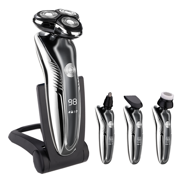 Elektrischer Z-Serie Rasierer, schwarz-silber, wasserdicht, ergonomisch, für Nass- und Trockenrasur, hautfreundlich.