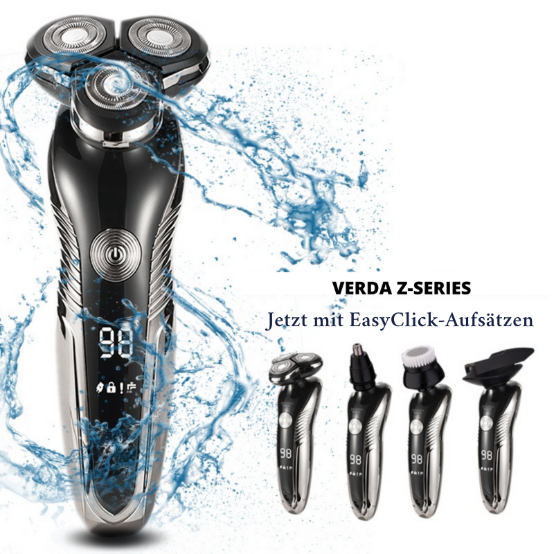 Elektrischer Z-Serie Rasierer, schwarz-silber, wasserdicht, ergonomisch, für Nass- und Trockenrasur, hautfreundlich.