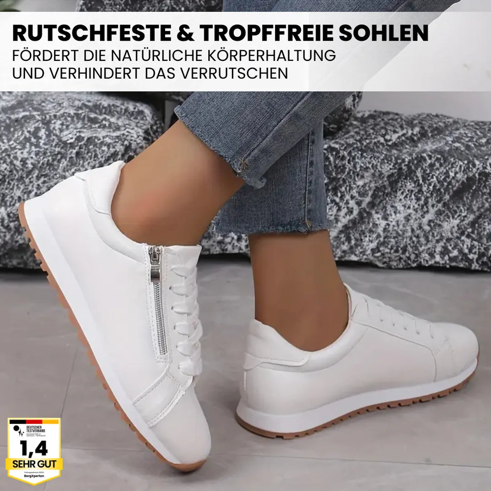"Ergonomische Damenschuhe, bequeme Sohle, großer Zehenraum, rutschfest, ideal für Alltag und Sport."