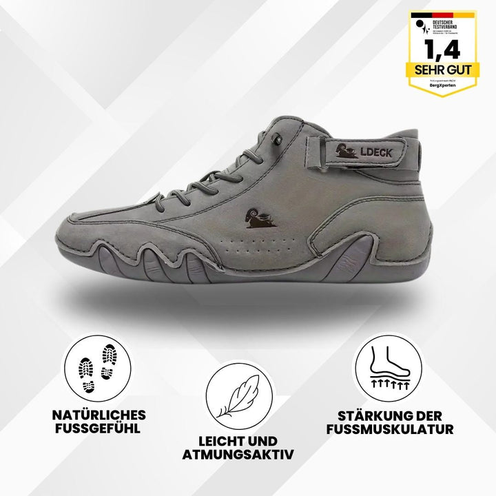 "Ergonomische Hallux Valgus Leder-Barfußschuhe in Braun, ideal für Schmerzfreiheit dank breitem Zehenraum und druckfreier Pas