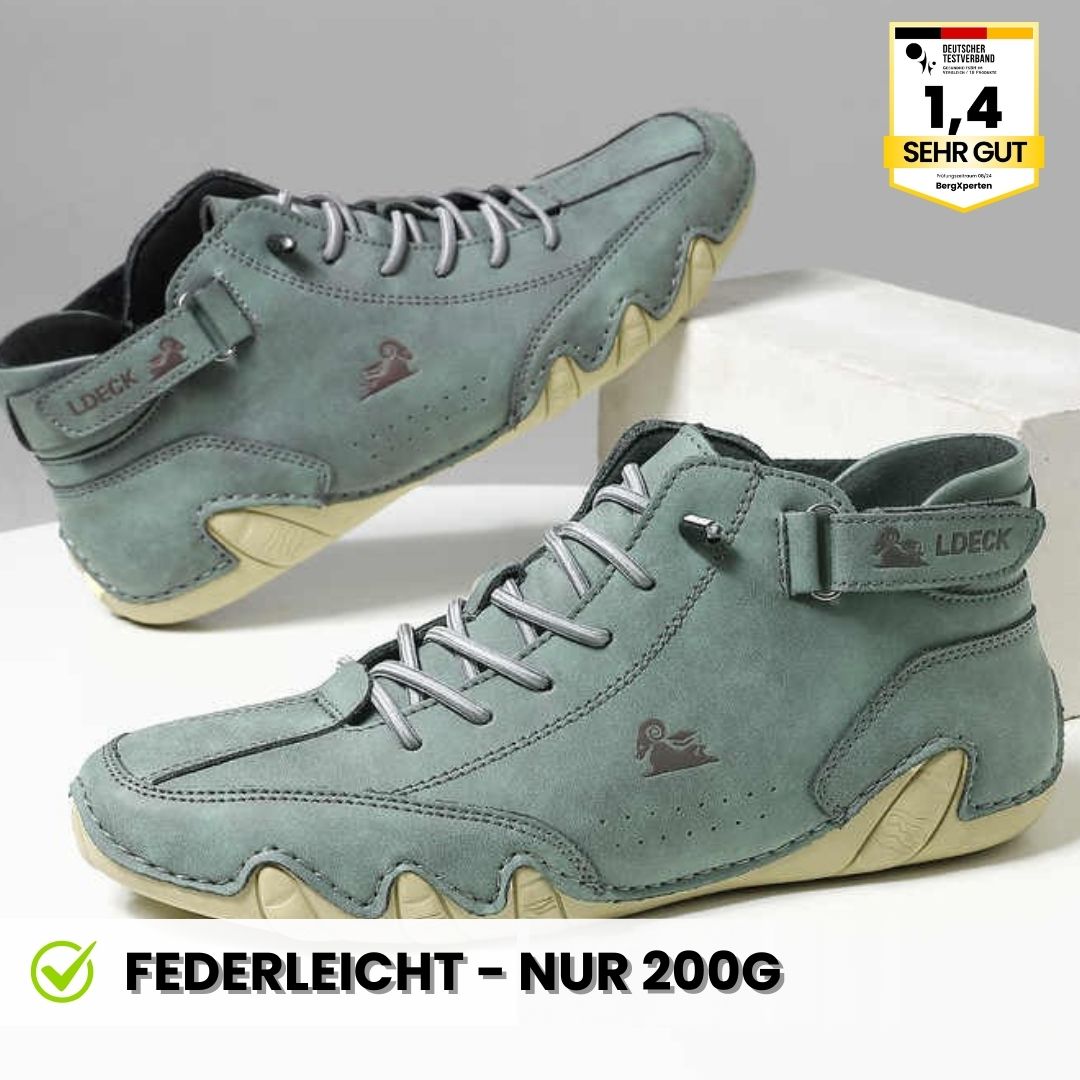 "Ergonomische Hallux Valgus Leder-Barfußschuhe in Braun, ideal für Schmerzfreiheit dank breitem Zehenraum und druckfreier Pas