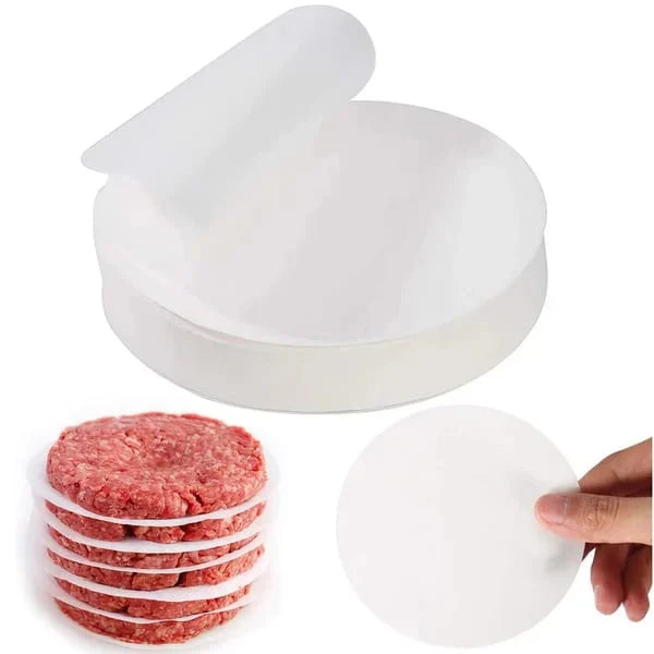 "Ergonomische Hamburgerpresse aus Edelstahl, antihaftbeschichtet für perfekte, gleichmäßige Burger, simple Anwendung."