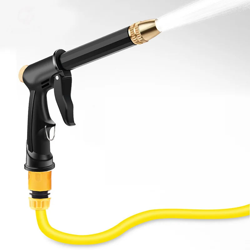 Ergonomische Hochdruck-Wasserpistole aus ABS und Aluminium, kompatibel mit Gartenschläuchen, ideal für vielseitige Reinigung.