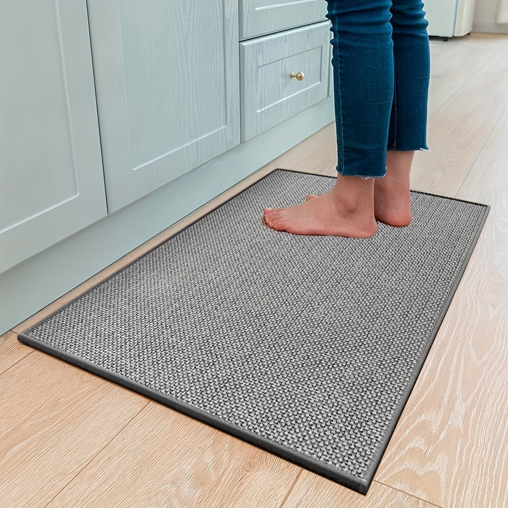 "Ergonomische Küchenmatte in Beige, gepolstert, rutschfest und pflegeleicht, für stilvollen Komfort beim Kochen."