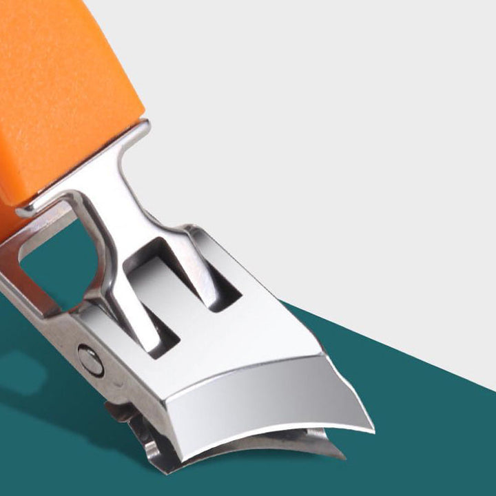 "Ergonomische Nagelschere mit scharfer Klinge, schwarze und orange Farben, für präzises, hygienisches Nagelschneiden."