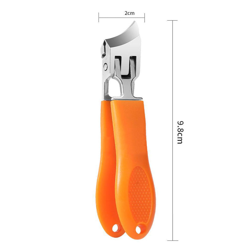 "Ergonomische Nagelschere mit scharfer Klinge, schwarze und orange Farben, für präzises, hygienisches Nagelschneiden."