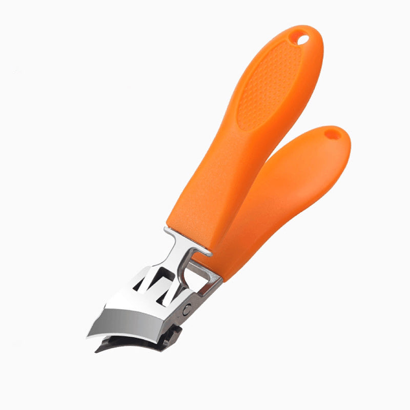 "Ergonomische Nagelschere mit scharfer Klinge, schwarze und orange Farben, für präzises, hygienisches Nagelschneiden."