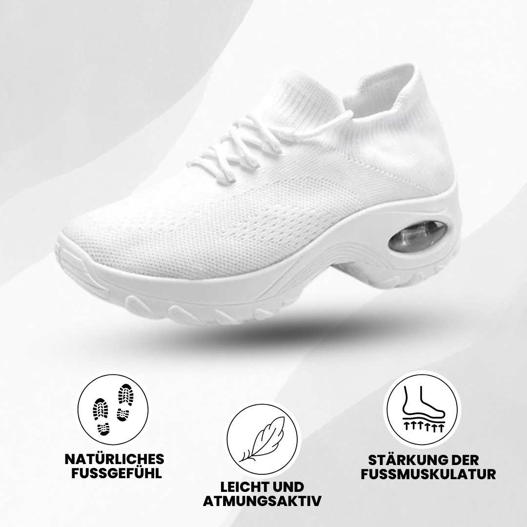 Ergonomische Orthowalk Schuhe in Schwarz-Weiß, bieten atmungsaktiven Komfort und Schmerzlinderung für Damen und Herren.