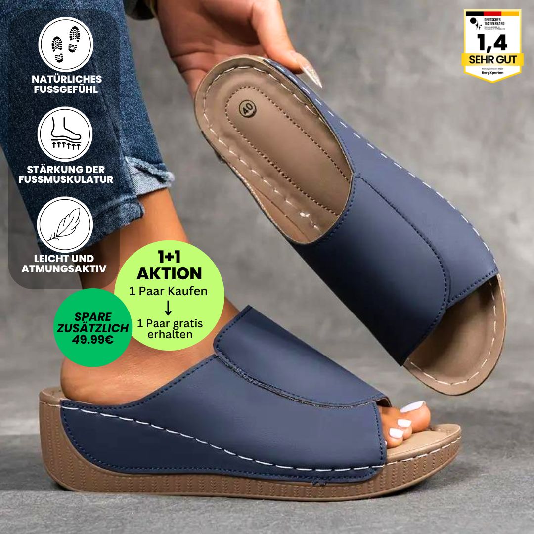 Ergonomische Sandalen mit rutschfester Sohle, ideal zur Schmerzlinderung und für komfortable, gesunde Schritte.