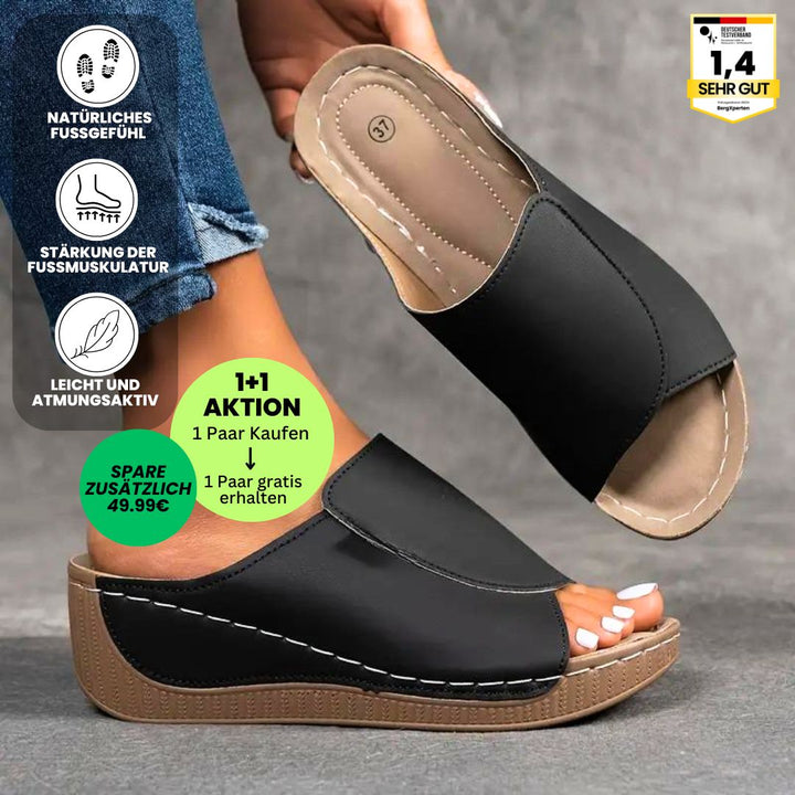 Ergonomische Sandalen mit rutschfester Sohle, ideal zur Schmerzlinderung und für komfortable, gesunde Schritte.