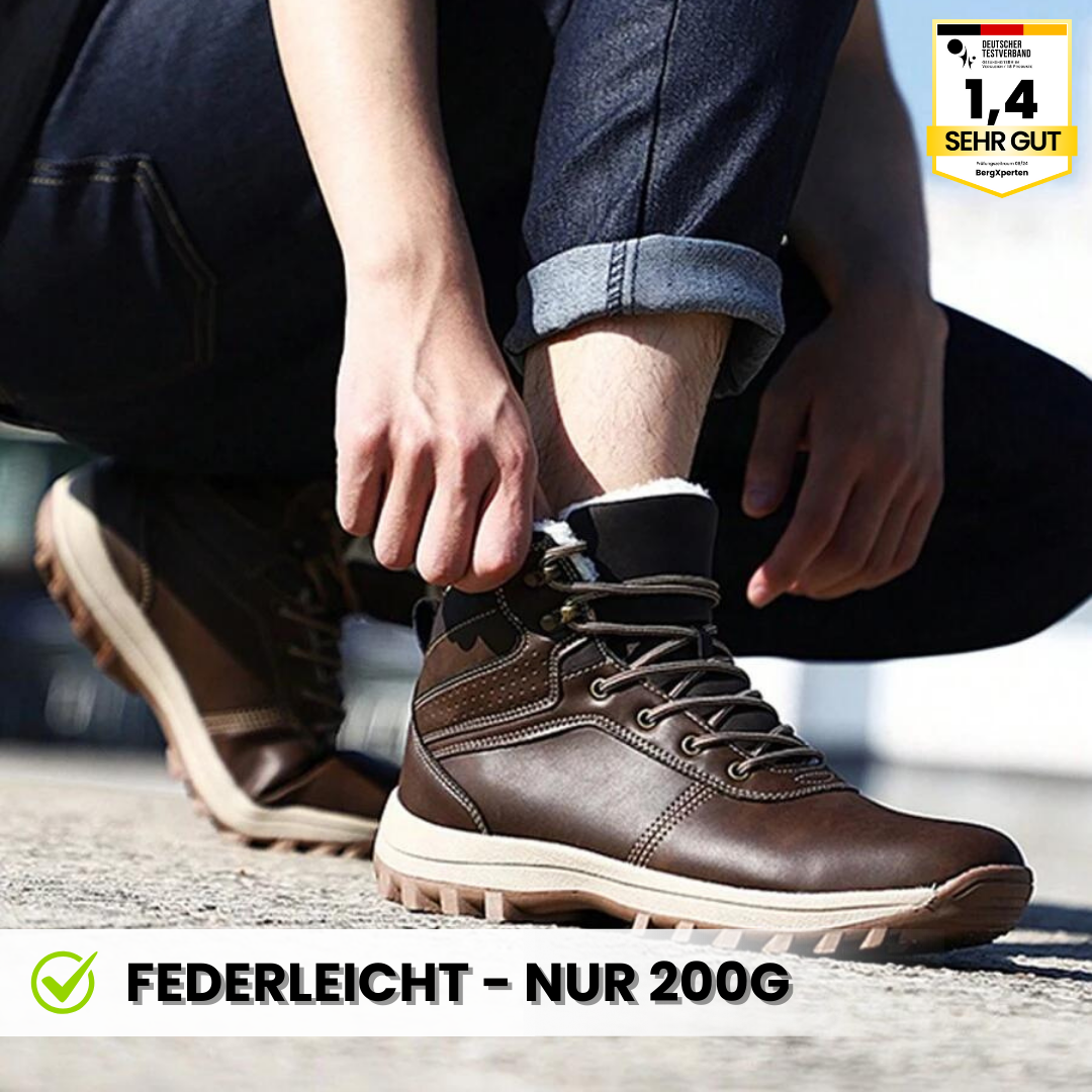 "Ergonomische, wasserdichte Winterschuhe, schwarzer Stiefel für kalte Tage, bequeme Passform, atmungsaktiv, schmerzlindernd."