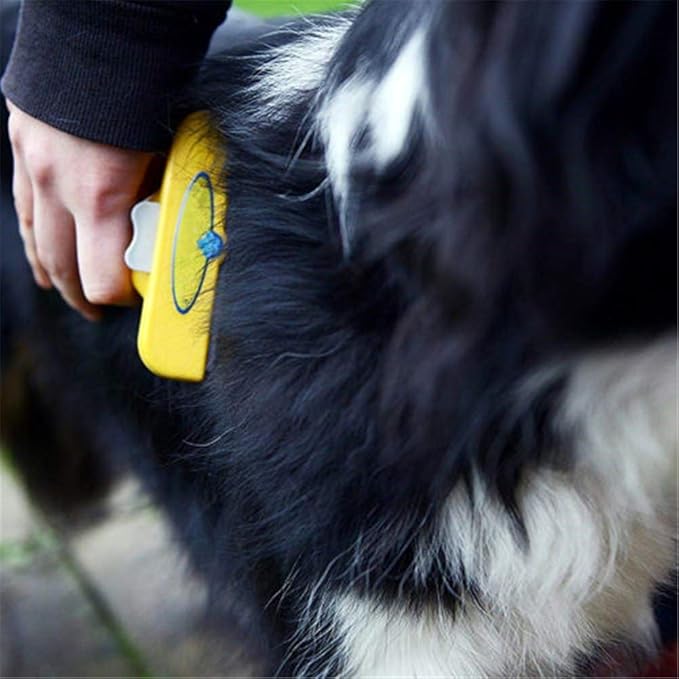"Ergonomischer Floh- und Nissenkamm für Hunde und Katzen, abgerundete Zinken, komfortabler Griff, gelb, grün, orange."