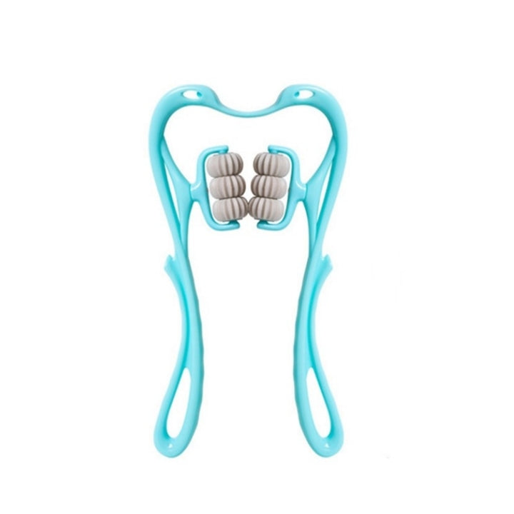"Ergonomischer Nackenmassageroller, 6 drehbare Kugeln, tragbar, für Nacken- und Rückenmuskeln, geräuschfrei"