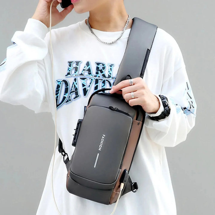 "Ergonomischer USB Rucksack Herren, Anti-Diebstahl, wasserdicht, für Pendeln/Reisen, mit USB-Port, Schwarz"