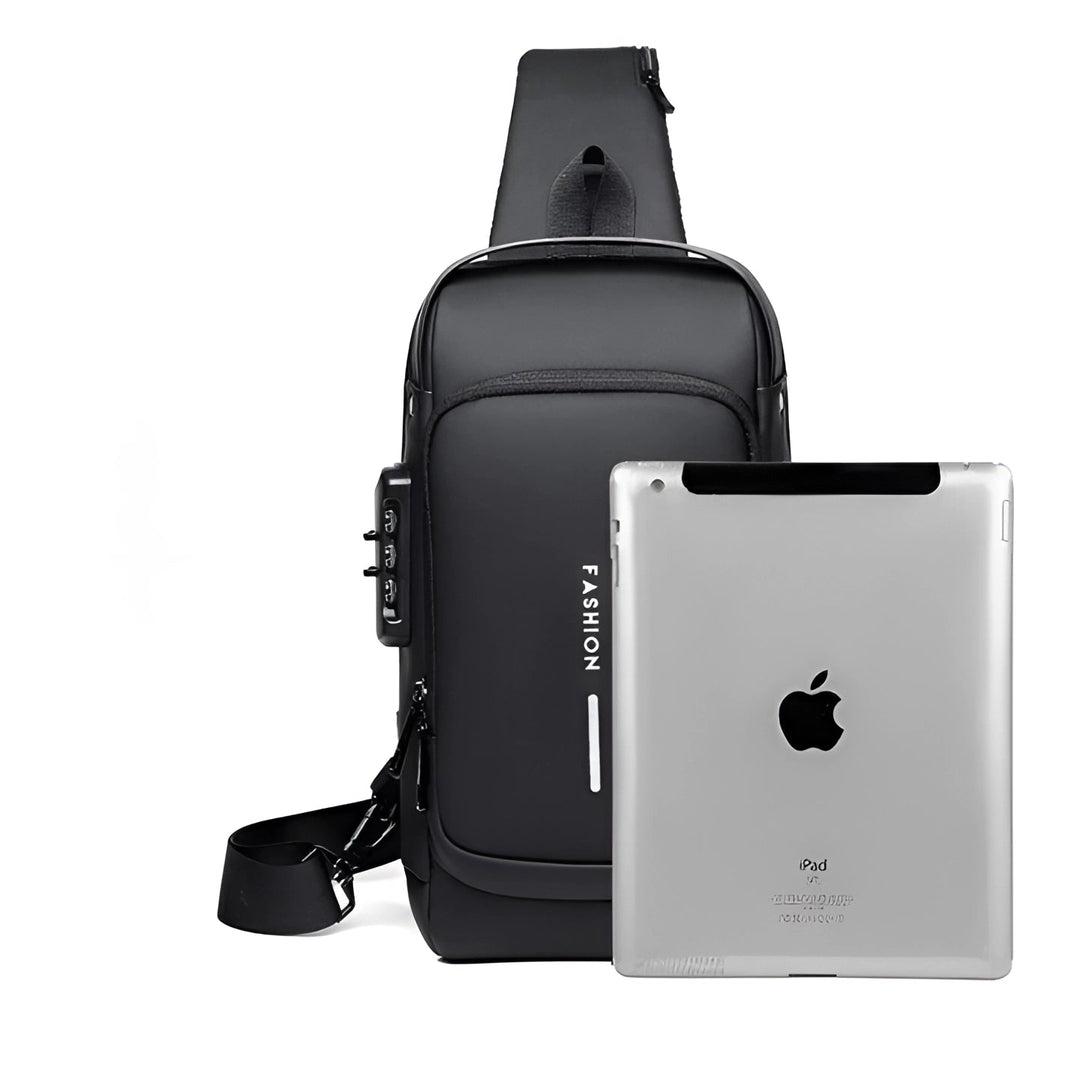 "Ergonomischer USB Rucksack Herren, Anti-Diebstahl, wasserdicht, für Pendeln/Reisen, mit USB-Port, Schwarz"