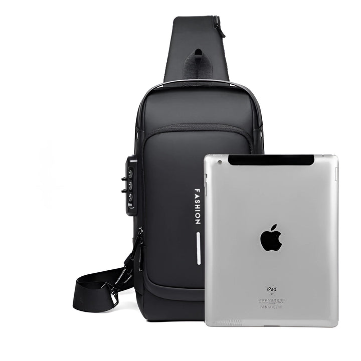 "Ergonomischer USB Rucksack Herren, Anti-Diebstahl, wasserdicht, für Pendeln/Reisen, mit USB-Port, Schwarz"