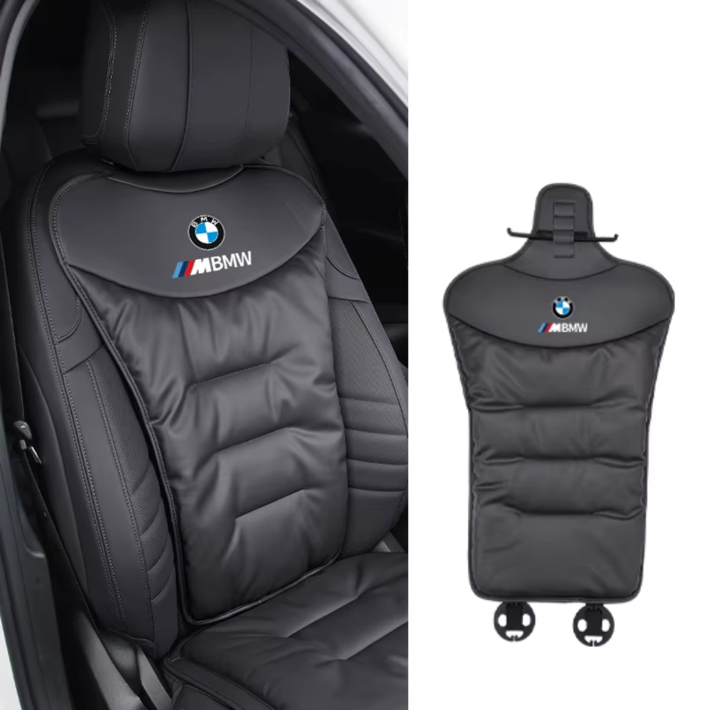 "Ergonomisches Autositzkissen auf Autositzen, beiges Material für optimale Rückenunterstützung, ergonomisch geformt."