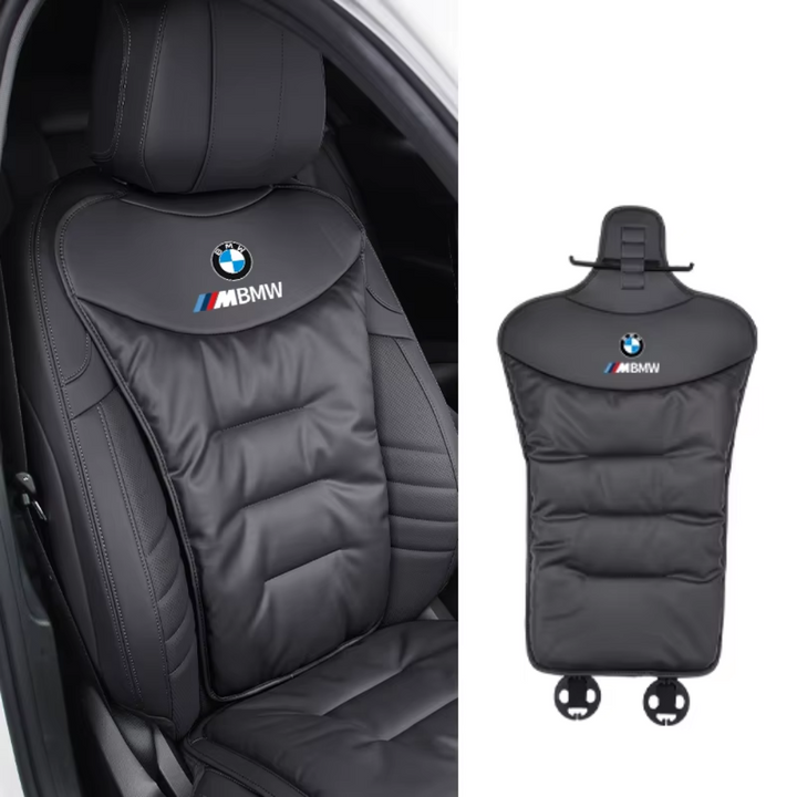 "Ergonomisches Autositzkissen auf Autositzen, beiges Material für optimale Rückenunterstützung, ergonomisch geformt."