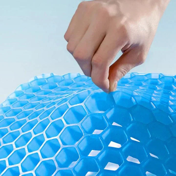 Ergonomisches Gel-Sitzkissen mit rutschfester Unterseite, atmungsaktivem Material, ideal für Büro- und Autositze.