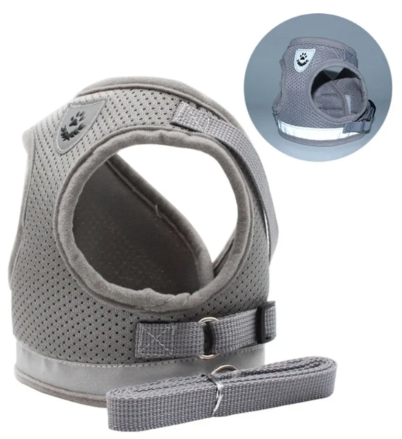 "Ergonomisches Katzengeschirr mit Leine, blau, für sicheren und bequemen Spaziergang, atmungsaktiv und verstellbar."