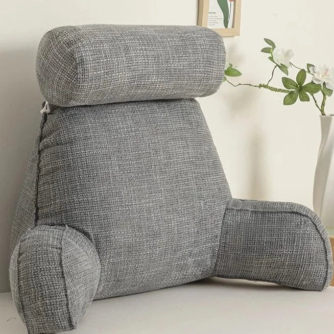 "Ergonomisches Sitzkissen mit verstellbarer Kopfstütze und eleganten Armlehnen für Nacken- und Rückenschmerzlinderung"