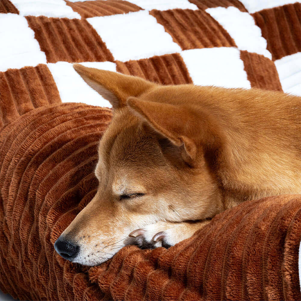 "Extragroßes orthopädisches Hundesofa im Vintage-Schachbrett-Design für maximalen Komfort und Stil"