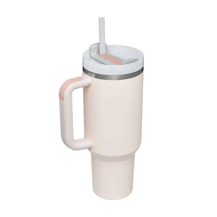 Isolierbecher mit Griff & Strohhalm - Kaffeebecher & Wasserflasche