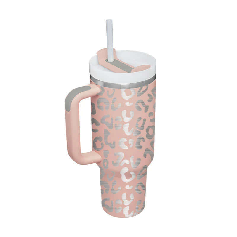 Isolierbecher mit Griff & Strohhalm - Kaffeebecher & Wasserflasche