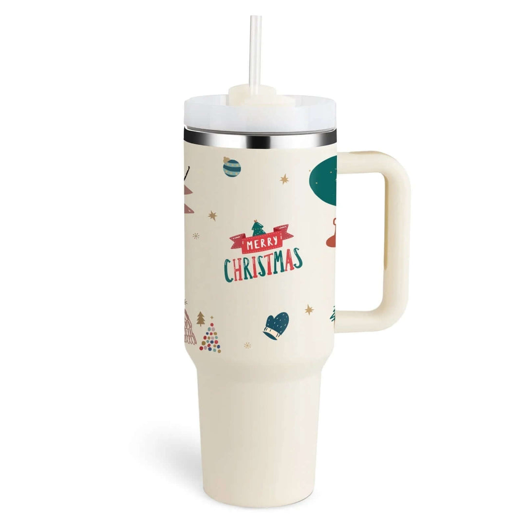 Isolierbecher mit Griff & Strohhalm - Kaffeebecher & Wasserflasche