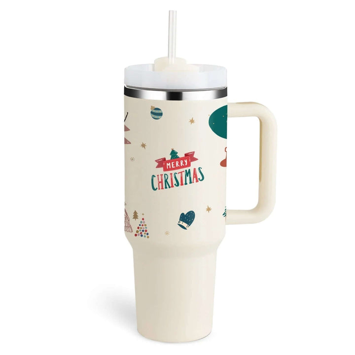 Isolierbecher mit Griff & Strohhalm - Kaffeebecher & Wasserflasche