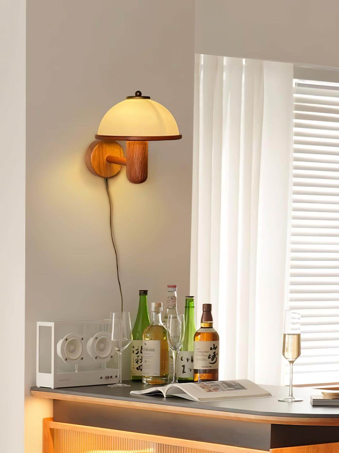 Pilz Design Wandleuchte Holz Modern