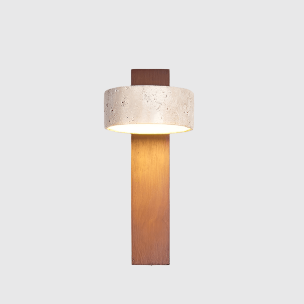 Drehbare Stein & Holz Wandleuchte mit LED