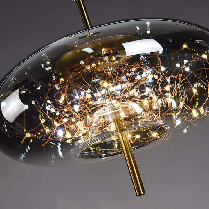 Elegante Braune Glas Pendelleuchte