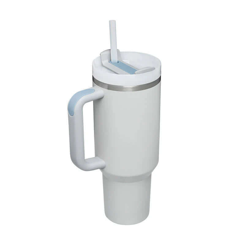 Isolierbecher mit Griff & Strohhalm - Kaffeebecher & Wasserflasche