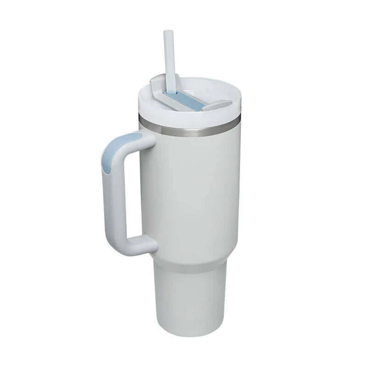 Isolierbecher mit Griff & Strohhalm - Kaffeebecher & Wasserflasche