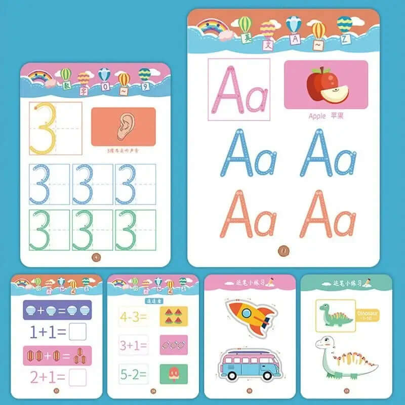 Lern-Schreibbuch für Kinder - Buchstaben - Zahlen & Formen