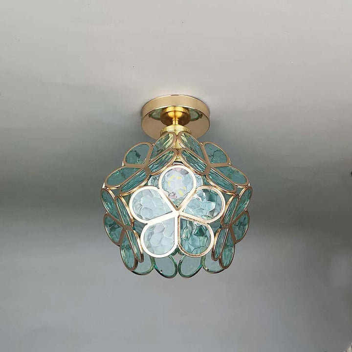 Plafonnier en verre à motif floral pour couloir
