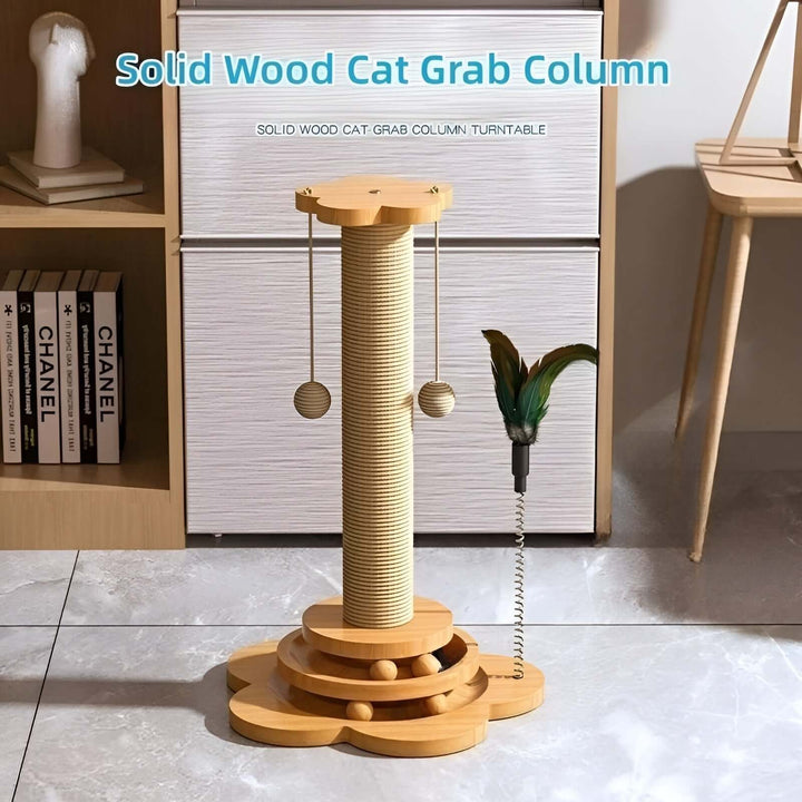 Jouet en bois pour chat avec balles