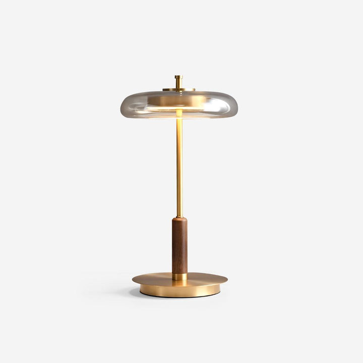 Designer Tischleuchte Modern Glas Holz Metall