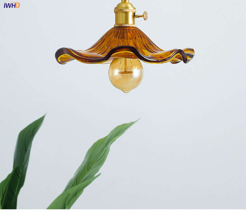 LED-Hängeleuchte, Buntglas & Kupfer - Modernes Design