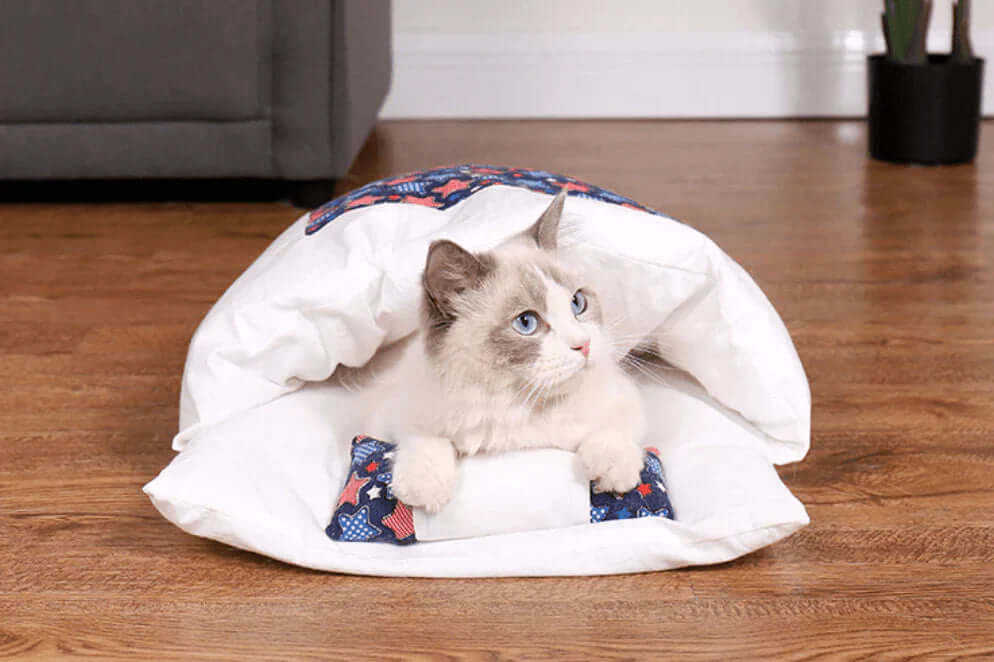 Sac de couchage pour chat en peluche pour des nuits douillettes