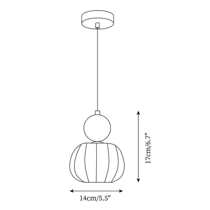 Elegante Kürbis Pendelleuchte, 14cm