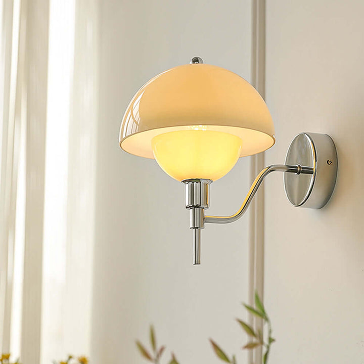 Pilz Design Glas Wandleuchte Creme