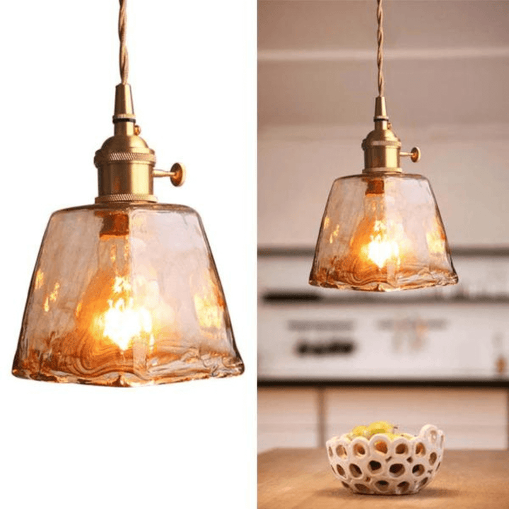 Retro Hängeleuchte Vintage Design Metall Glas