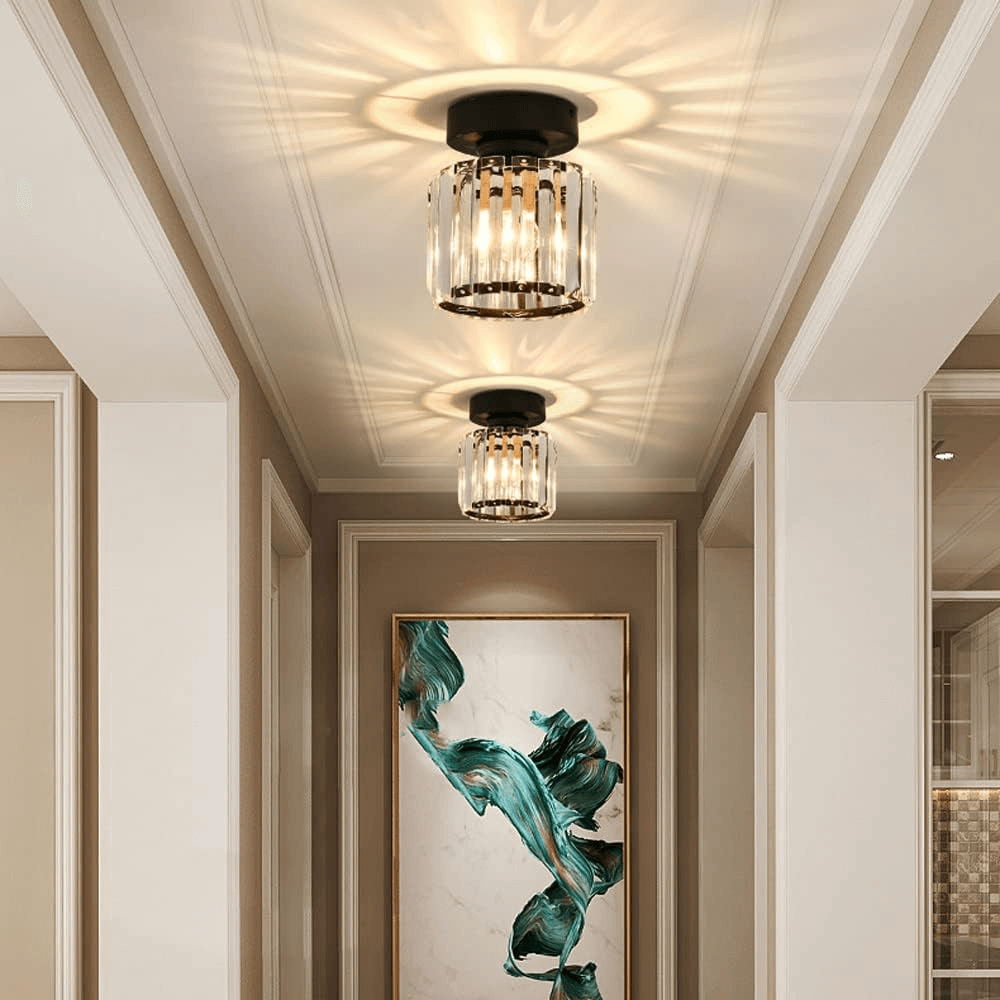 Plafonnier moderne en cristal, 20 cm, laiton